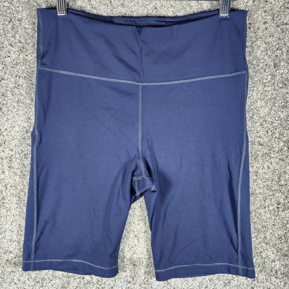 Athleta Ultimate Stash Pocket Shorts Womens L Blue 9" Biker Athletic Excellent
